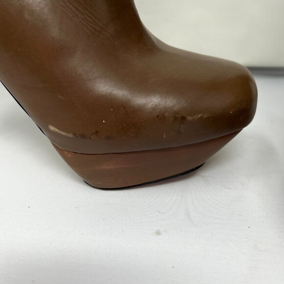 L.A.M.B. Tan Platform High Heel Ankle Boots US 7.5 - Picture 4 of 12